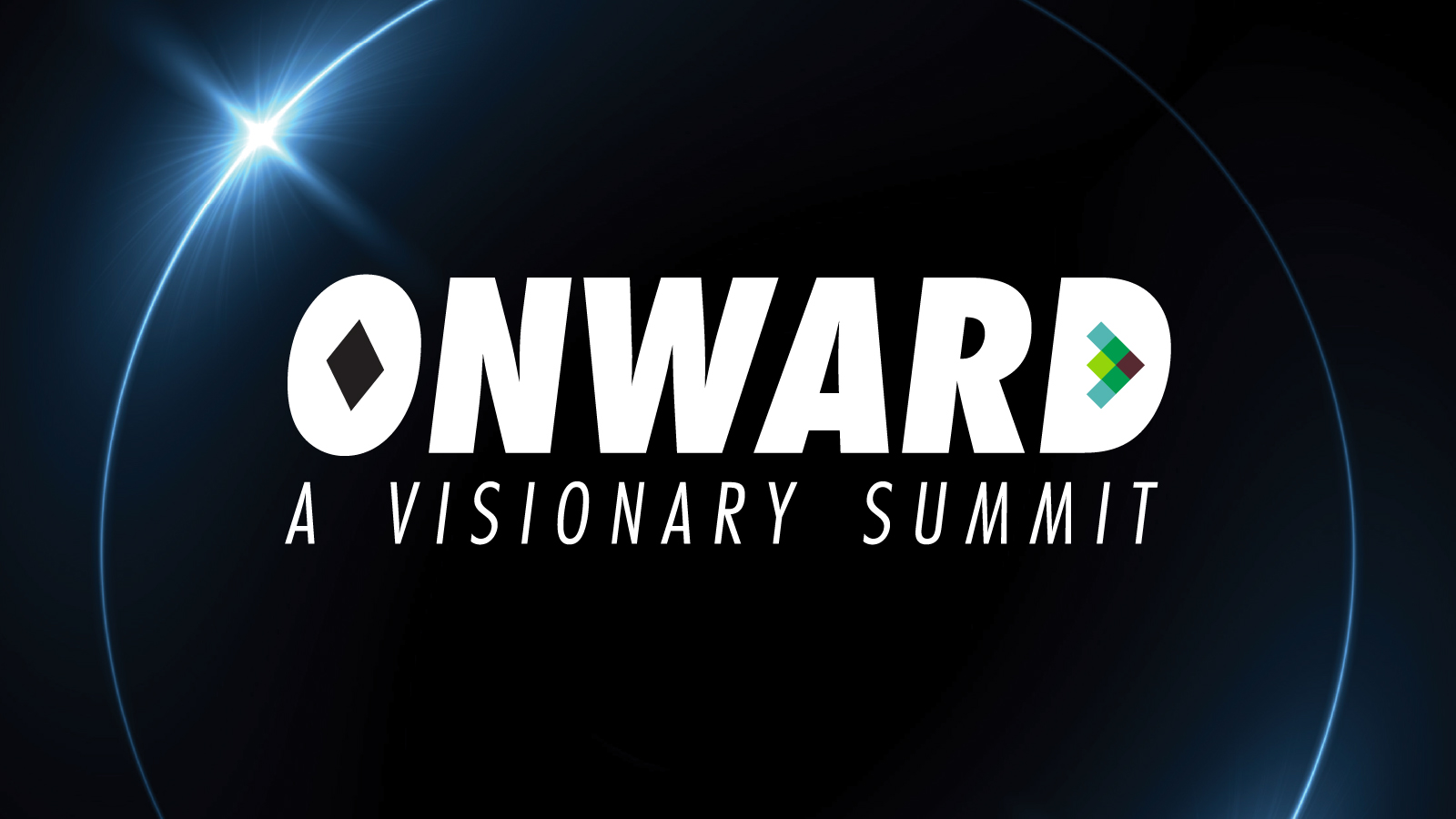 Onward 2026: A Visionary Summit logo appears on a futuristic black background