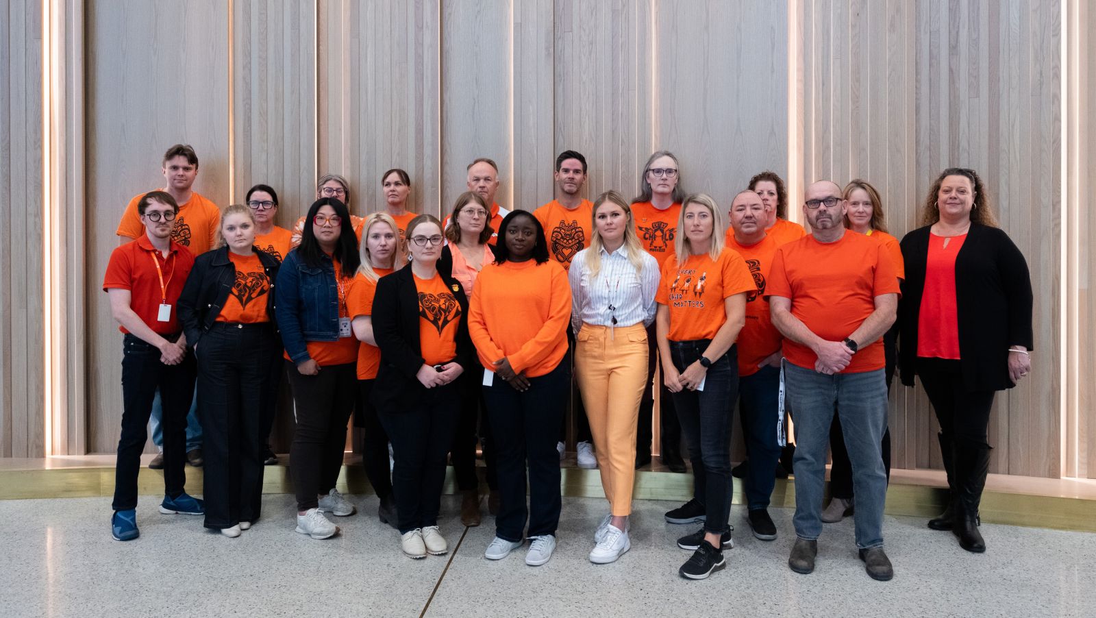 Calgary-based Black Diamond Group team members wearing orange shirts to commemorate National Day for Truth and Reconciliation and Orange Shirt Day